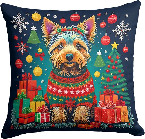 Miniatura 23 de Caroline's Treasures DAC1082PW1414 Affenpinscher - Almohada decorativa de tela navideña, lavable a máquina, para interiores y exteriores, para sofá