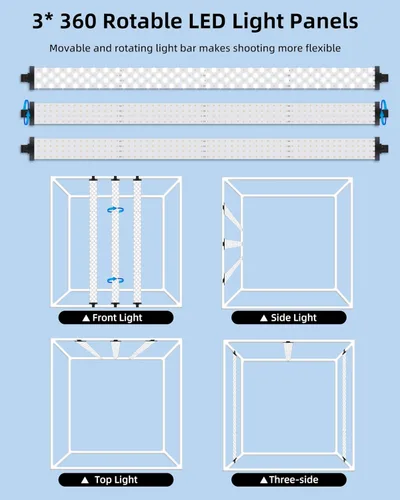 Miniatura 6 de Glendan Caja de luz fotográfica de 32 x 32 pulgadas, caja de luz grande para fotos con 3 paneles de luz, 792 perlas LED, CRI >95, kit de carpa