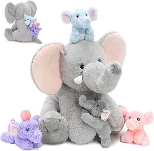 Miniatura 15 de MorisMos Juguetes de Peluche de Tigre - Conjunto Suave de Peluche de Tigre Mamá y Bebés, Tamaño Grande, 20 pulgadas