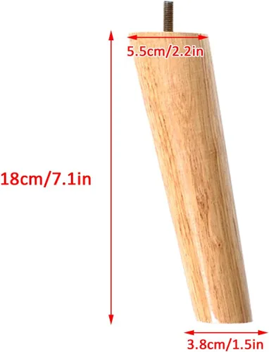 Miniatura 2 de M8 - Patas oblicuas de madera maciza para muebles, patas de mesa, patas de soporte para sofá, 3.1-27.6 in, para mueble de TV, escritorio, mesa