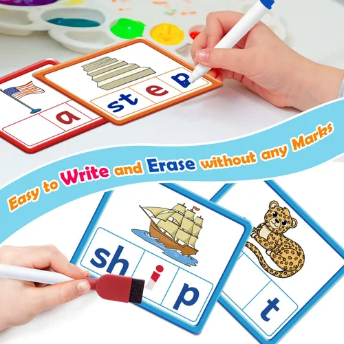 Miniatura 4 de Torlam CVCC y CCVC Juegos de palabras, palabras a la vista, tarjetas flash de ortografía, lectura, aprendizaje de fonética, juguetes para niños