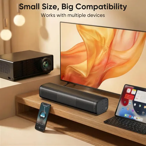 Miniatura 5 de Saiyin Barra de sonido para Smart TV, barra de sonido de 11.7 pulgadas con entradas Bluetooth 5.3/ópticas/auxiliares, tamaño pequeño y gran