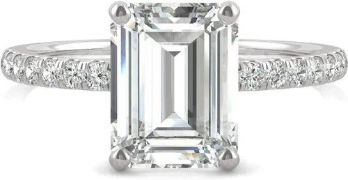 Miniatura 4 de Anillo de compromiso de moissanita de oro blanco de 14 quilates de Charles & Colvard de 0.354 x 0.276 in, 2.76 quilates de rocío