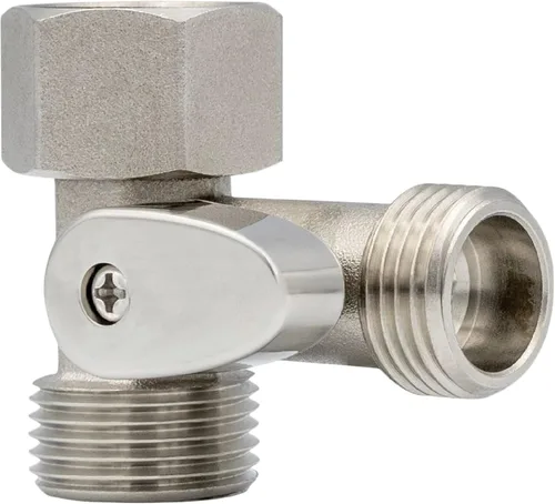 Miniatura 9 de Luxe Adaptador en T de metal con válvula de retención, conexión en T de 3 tomas, acabado chapado en cromo, para neobidés Luxe