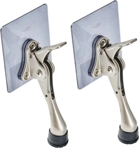 Miniatura 10 de HOME&I Tope de puerta abatible de 4 pulgadas con placa de montaje autoadhesiva grande, tope de puerta ajustable resistente, soporte de puerta Níquel