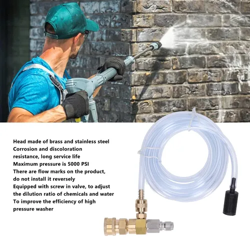 Miniatura 6 de Kit de inyector químico Inyector ajustable aguas abajo con tubo de 9.8 pies para lavadora a presión Accesorios 5000PSI