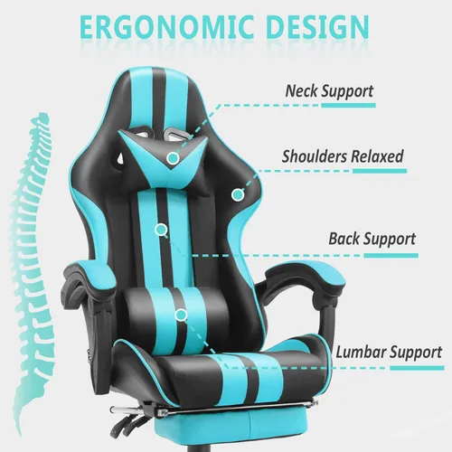 Miniatura 4 de Ferghana - Silla ergonómica de juego Miami Blue para adultos y adolescentes