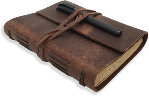 Miniatura 15 de Cuaderno de diario marrón – El mejor diario de cuero genuino fresco para escritores, tamaño A5, 6.2 x 8.5 pulgadas, bloc de notas para hombres