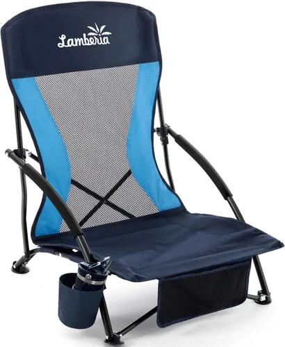 Miniatura 29 de Lamberia Silla de playa plegable para adultos, paquete de 2, sillas de playa bajas portátiles con capacidad de 300 libras, silla de camping ligera
