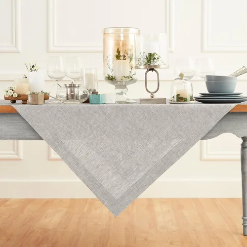 Miniatura 52 de Solino Home - Mantel de lino azul rey de 52 x 52 pulgadas - 100% lino puro cuadrado - Athena, mantel lavable a máquina para Navidad, Año Nuevo