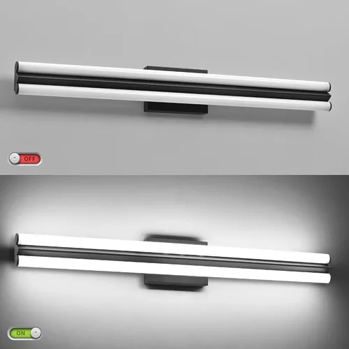 Miniatura 6 de SOLFART Lámpara de baño negra mate, barra de luz de tocador de 32 pulgadas, luces LED para espejo, luces LED para espejo, luz negra de tocador