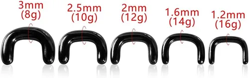 Miniatura 3 de 4 piezas de retenedor de tabique de vidrio 16G 14G 12G 10G 8G, 2 piezas negro y 2 piezas transparente en forma de U con anillos en O para trabajo