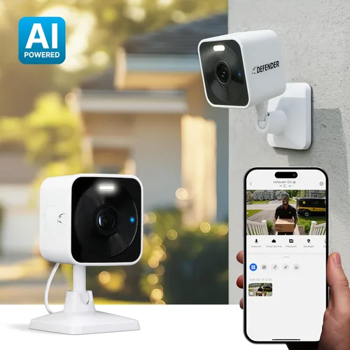 Miniatura 2 de Cámara de seguridad Defender GO 2K con AI, WiFi para interior/exterior, para hogar, negocio, mascotas, bebé, detección AI, banda dual, foco/sirena