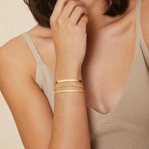 Miniatura 2 de Moodear Pulsera de oro para mujer, juego de pulseras de oro real de 14 quilates para mujer, pulsera de cadena de serpiente delicada, pulsera