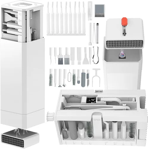 Kit de limpieza de teléfono celular, kit de limpieza para iPhone para puerto de carga, kit de limpieza de teclado para Airpods/Android/USB Blanco