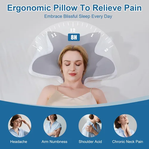 Miniatura 3 de Almohada de alivio PILOW de espuma viscoelástica, almohada ergonómica de espuma viscoelástica, almohada cervical para el cuello para hombre y mujer