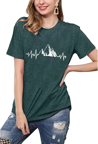 Miniatura 3 de Camiseta de manga corta con estampado de corazón para mujer, camiseta con estampado de corazón y estampado de corazón