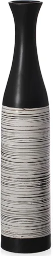 Miniatura 10 de Jarrón de cerámica impermeable de 31 pulgadas hecho a mano en blanco y negro, forma de botella clásica, diseño independiente y perfecto