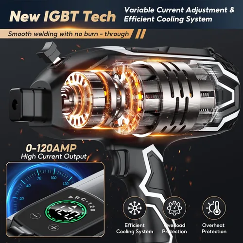 Miniatura 3 de Máquina de soldadura portátil de mano, pantalla digital y función de memoria, soldador ARC IGBT de 120 A 110 V, arranque en caliente/antiadherente