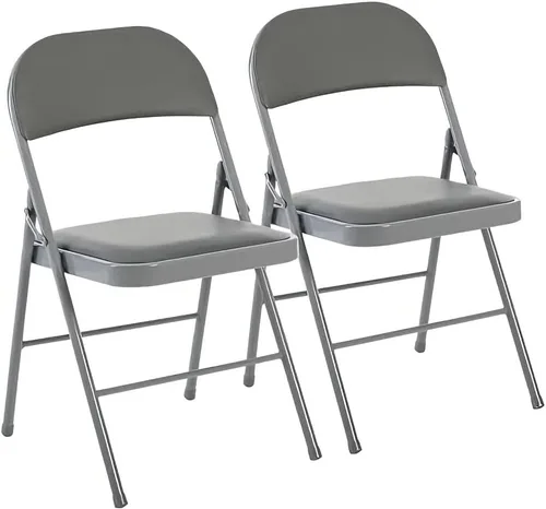 Miniatura 11 de Juego de 2 sillas plegables acolchadas de acrílico apilables portátiles con cojín para actividades al aire libre, reuniones en interiores, salas