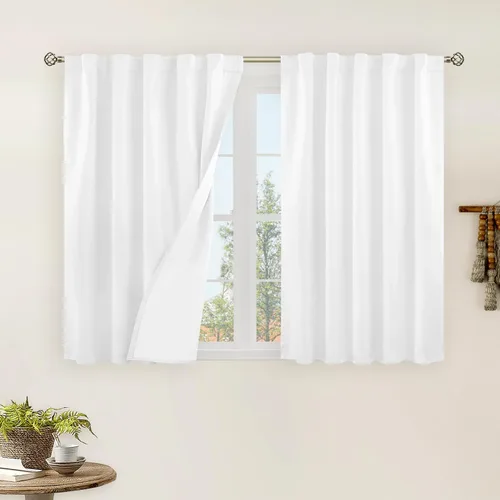 Miniatura 123 de LAMIT Cortinas de lino natural 100 % opacas para ventana, para dormitorio, 45 pulgadas, cortinas térmicas con textura de lino estilo granja
