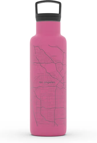 Miniatura 179 de Well Told Botella de agua aislada con mapa de Washington DC grabado, botella de acero inoxidable grabada (21 onzas, blanco) botella aislada de mapa