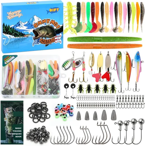 Miniatura 7 de Kit de Caja de Señuelos y Anzuelos de Pesca SMMYMGF, Equipo y Accesorios para Pesca de Agua Salada y Dulce, Incluyendo Señuelo Bionic Swimbait, Caja