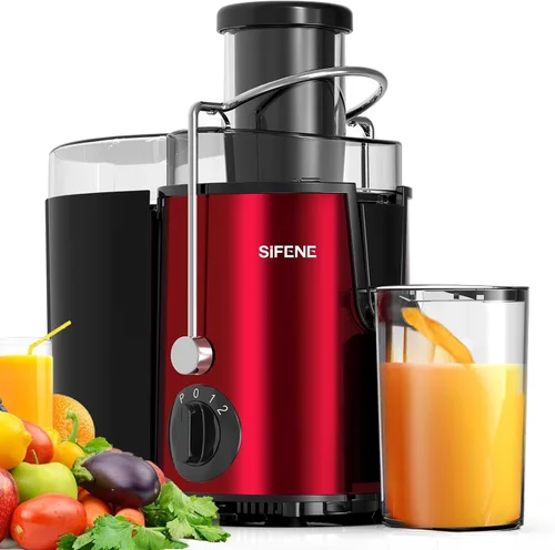 SIFENE Exprimidor centrífugo, extractor de jugo compacto de 400 W para frutas y verduras enteras, canal de 2.5 pulgadas de ancho, exprimidor