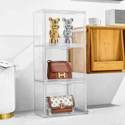 Miniatura 18 de Attelite Organizador de almacenamiento de bolsas y bolsos de plástico para armario, vitrina de acrílico transparente con puerta magnética