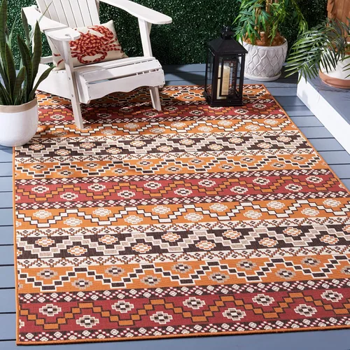 Miniatura 11 de SAFAVIEH Alfombra lavable para exteriores, colección Veranda – Alfombra de pasillo de 2.3 x 6 pies, color azul y crema, no desprende pelusa y fácil