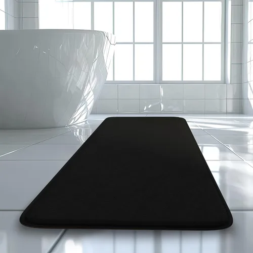 Miniatura 22 de Alfombra de baño de lujo – 1 pieza de alfombrilla de baño de espuma viscoelástica, antideslizante y ultrasuave, altamente absorbente, fácil