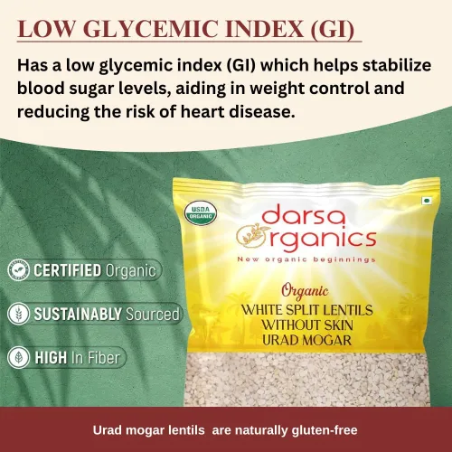 Miniatura 7 de Darsa Organics Urad Dal Split Without Skin (Urad Mogar) 2 libras – Lentejas partidas de matpe blanco orgánico USDA Sin OMG, proteína a base