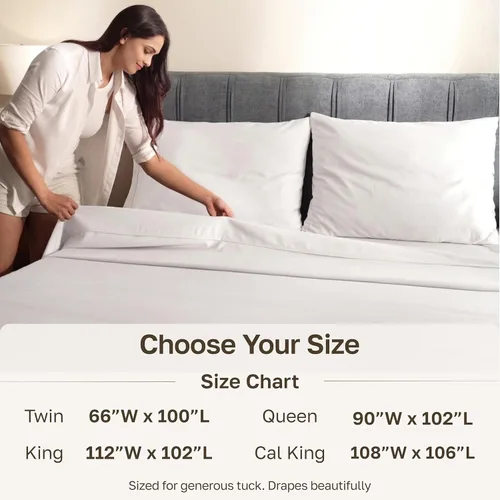Miniatura 4 de California Design Den Sábana encimera tamaño King – 100% algodón, 600 hilos, sábana superior suave y transpirable, tejido satinado, ropa de cama