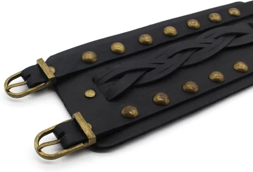 Miniatura 6 de Pulsera de cuero para hombres y mujeres, pulsera de aleación de cuerda trenzada punk