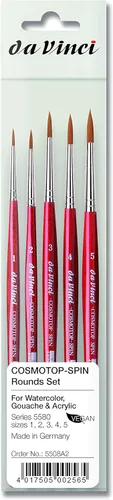 Miniatura 9 de Juego de Pinceles de Pintura de Acuarela Da Vinci, Pinceles CosmoTop Spin, Fibras Sintéticas Avanzadas de Múltiples Diámetros - Redondo 0 y 6, Plano