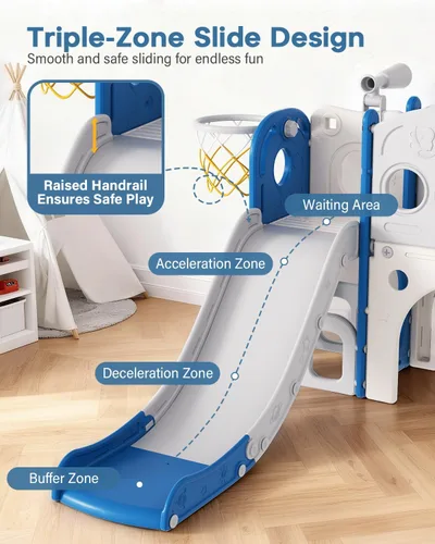 Miniatura 4 de Juego de tobogán Babytronic para niños pequeños, 8 en 1, tobogán para interiores y exteriores para niños de 1 a 3 años, juego para niños pequeños
