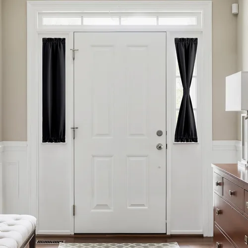 Miniatura 106 de NICETOWN Cortinas opacas unicolor con aislamiento térmico para puerta francesa, granja, oscurecimiento de habitación, puertas y ventanas de Marrón