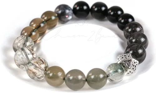 Miniatura 67 de Precious Gemstone Natural Crystal Healing Bracelet, Rutilated Quartz, Moonstone, Quartz Handmade Original Design Bracelet