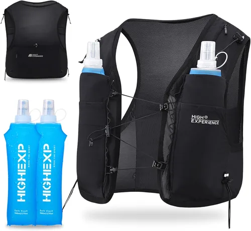 Chaleco para correr, ligero, plegable, hidratación, con 2 botellas suaves de 17 onzas, para correr, maratón, senderismo, mujeres y hombres