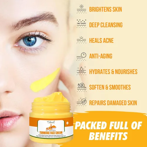 Miniatura 3 de Crema facial de cúrcuma para rostro y cuerpo – Loción iluminadora de piel de cúrcuma totalmente natural – La cúrcuma limpia la piel, combate