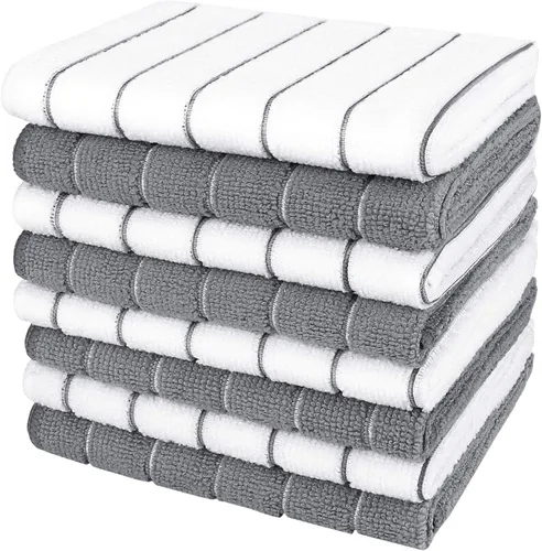 Miniatura 8 de AIDEA Paquete de 8 toallas de cocina de microfibra, toallas de cocina de microfibra, suaves y absorbentes, paños de cocina multiusos para el hogar