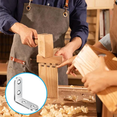 Miniatura 7 de Vicuna R 18 soportes en L, soporte de esquina de acero inoxidable para madera, soporte de metal en ángulo recto para muebles con 72 tornillos