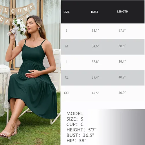 Miniatura 35 de GINKANA Vestido de maternidad sin mangas para mujer, con tirantes ajustables, vestido casual de verano para uso diario o baby shower