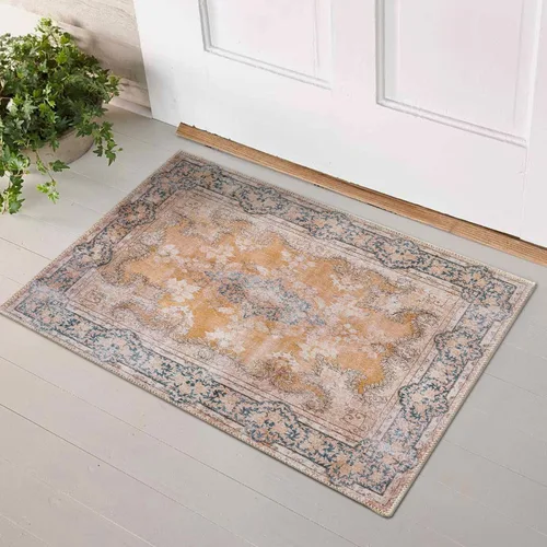Miniatura 43 de DECOMALL Alfombra lavable de 2 pies 6 x 9 pies, alfombra para pasillo con respaldo de goma, antideslizante para cocina Rojo rosa