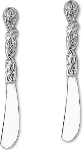 Miniatura 6 de UP ware American Flamingo - Juego de esparcidores de mantequilla de aleación de zinc con asas decorativas para queso, crema y salsas, plateado, 5
