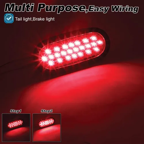 Miniatura 3 de 2 piezas de 6 pulgadas de lentes ovalados ahumados rojos, luces traseras multifunción con parada de freno con goma y enchufe para camiones