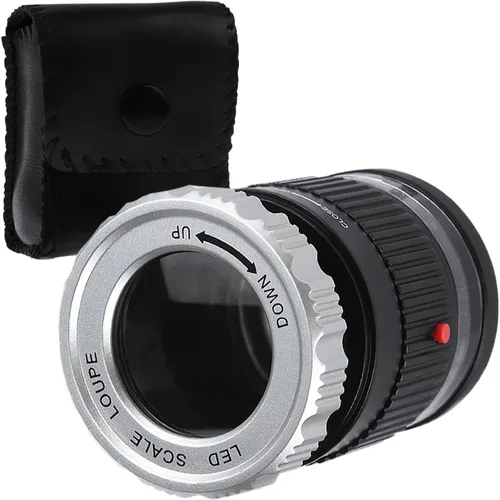 Lupa de joyería con lupa de escala LED, lupa de longitud focal ajustable, lupa plegable para joyería para textiles ópticos, bordados, placa de