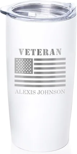 Miniatura 12 de Lifetime Creations Taza de acero inoxidable personalizada grabada con tapa para enfermera de 590 ml (blanca) - Regalo personalizado para enfermera
