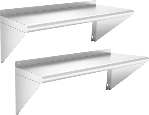 Miniatura 15 de Estante de acero inoxidable de 12 x 36 pulgadas, estantes de acero inoxidable comerciales de 300 libras para montaje en pared, estantes de metal 1