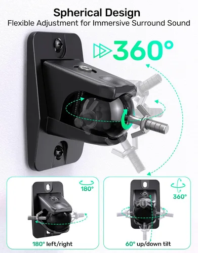 Miniatura 2 de Soporte de pared para altavoz trasero de sonido envolvente, soporte de montaje de techo para satélite universal, se adapta a orificio de cerradura